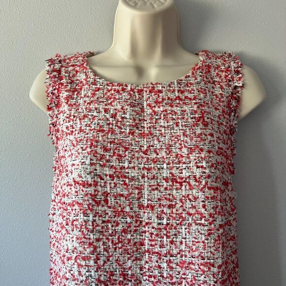 Ann Taylor Textured Tweed Fringe Shift Dress Size 6 - Picture 2 of 7